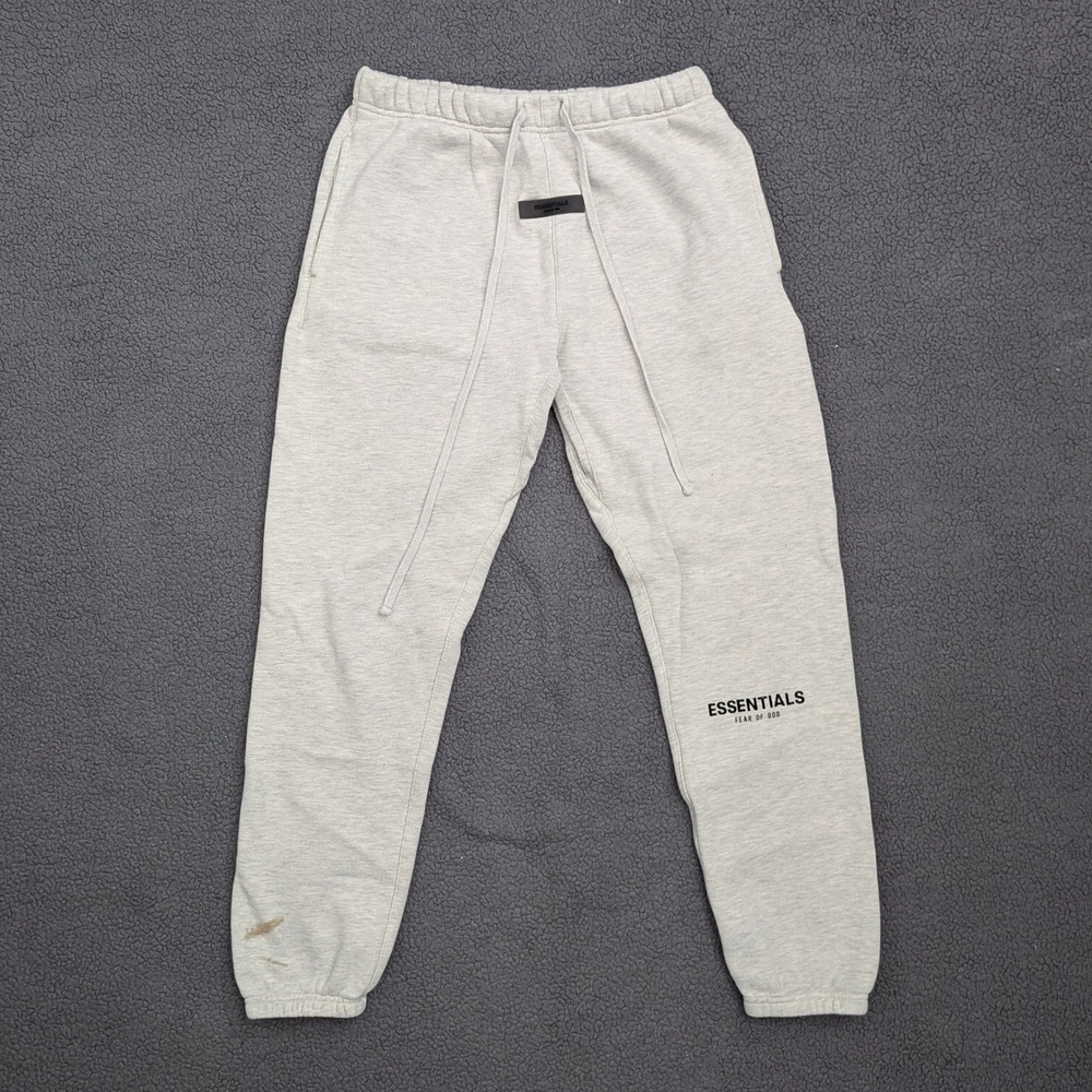 Fear of God Essentials Sweatpants Light Heather Grey Logo Joggers Size S